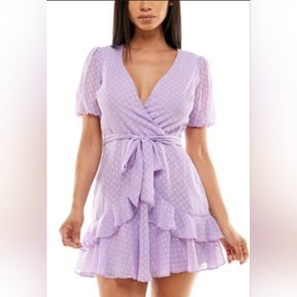 B Darlin Dresses & Skirts - NWT! Spring Polka-Dot Lavender Lilac Photo Ready Women's Mini Ruffle Sundress